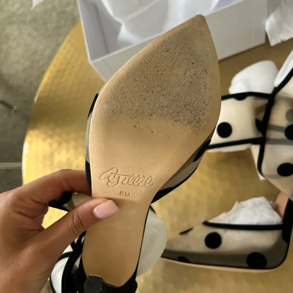 Aminah Abdul Jillil Bow Pump Black Polka Dot Mesh Suede - Picture 8 of 13